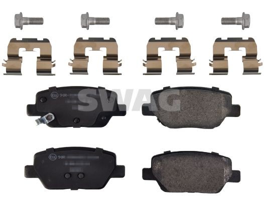 SWAG 33 10 1783 Brake pad set Rear Axle, with acoustic wear warning, with fastening material