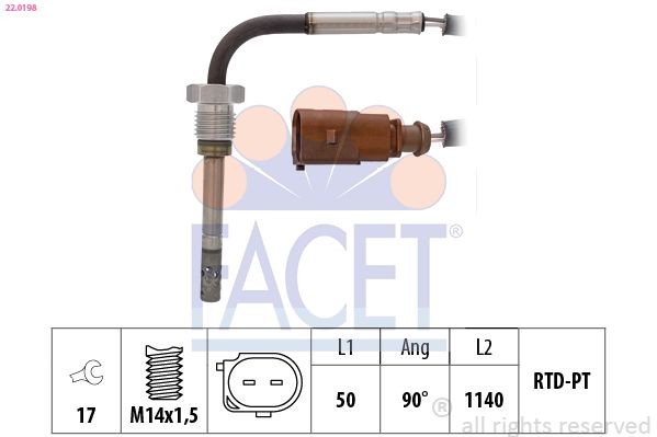 FACET 22.0198 Sensor, exhaust gas temperature
