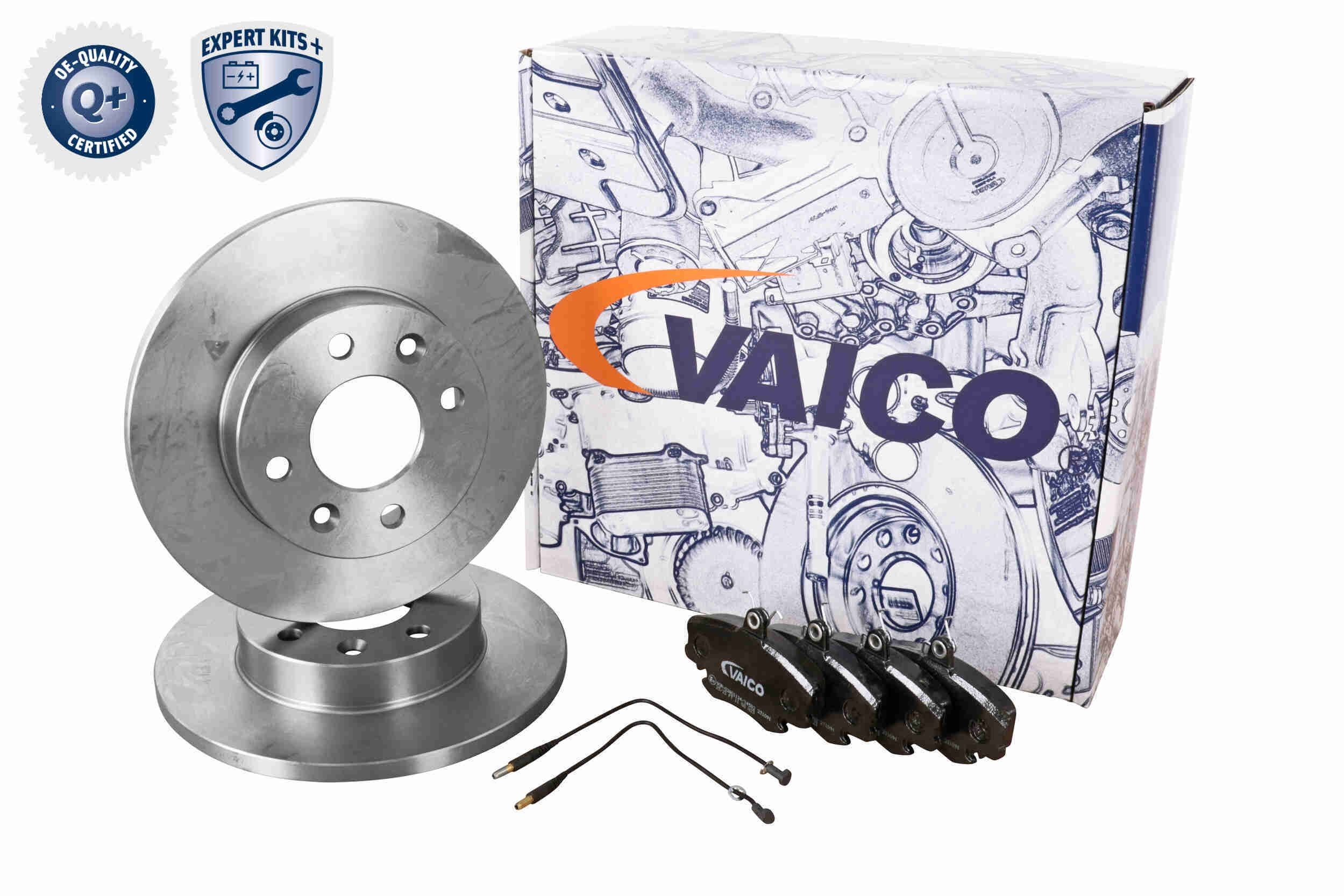VAICO V46-1242 Brake discs and pads set Front Axle, solid, with brake pads, incl. wear warning contact