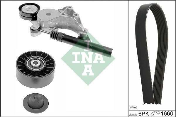 INA 529 0471 10 V-Ribbed Belt Set Check alternator freewheel clutch & replace if necessary