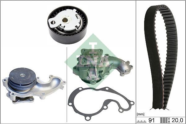 530 0142 30 INA Cambelt kit FORD with water pump, Width 1: 20 mm