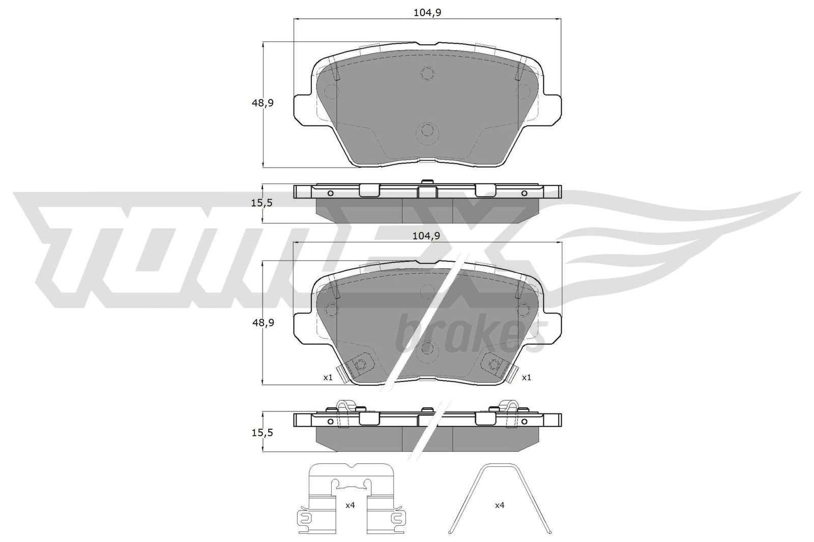 TOMEX brakes TX 19-62 Brake pad set Rear Axle, with acoustic wear warning, with accessories