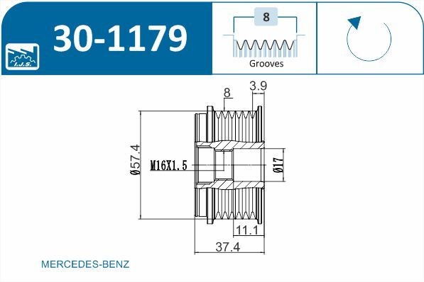 IJS GROUP 30-1179 Generatorfreilauf für MERCEDES-BENZ ATEGO 2 LKW in Original Qualität