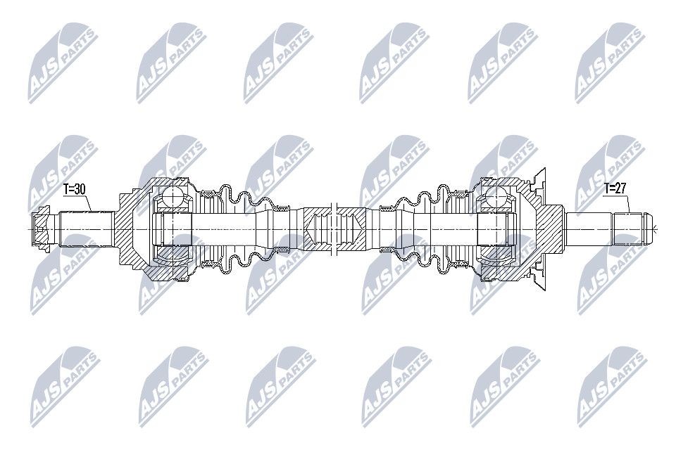 NTY Rear Axle Right, 833mm, with nut Length: 833mm, External Toothing wheel side: 30 Driveshaft NPW-BM-087 buy