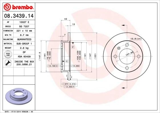 BREMBO Brake disc rear and front FORD Fiesta Mk1 Hatchback (GFBT) new 08.3439.14