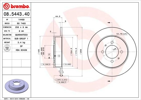 Nissan 100 NX Tuning parts - Brake disc BREMBO 08.5443.40