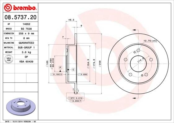 Buy Brake disc BREMBO 08.5737.20 - Tuning parts NISSAN SILVIA online