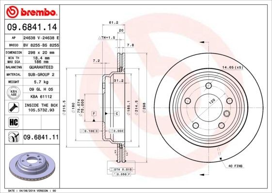 BREMBO Brake discs 09.6841.11 buy online