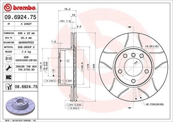 OEM-quality BREMBO 09.6924.75 Brake rotor