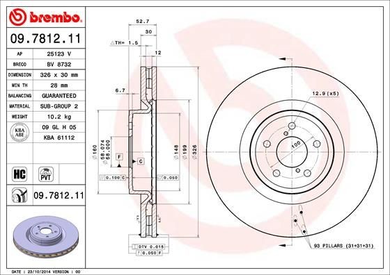 BREMBO COATED DISC LINE 09781211 Automatic transmission filter Subaru Impreza GD 2.0 WRX STi AWD 320 hp Petrol 2004 price