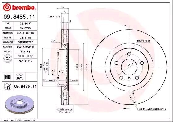 09848511 Brake disc BREMBO 09.8485.11 review and test
