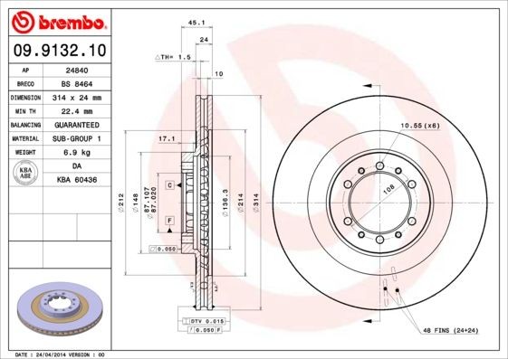 Original 09.9132.10 BREMBO Disc brakes MITSUBISHI