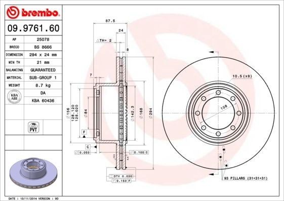 Iveco POWER DAILY Brake disc BREMBO 09.9761.60 cheap