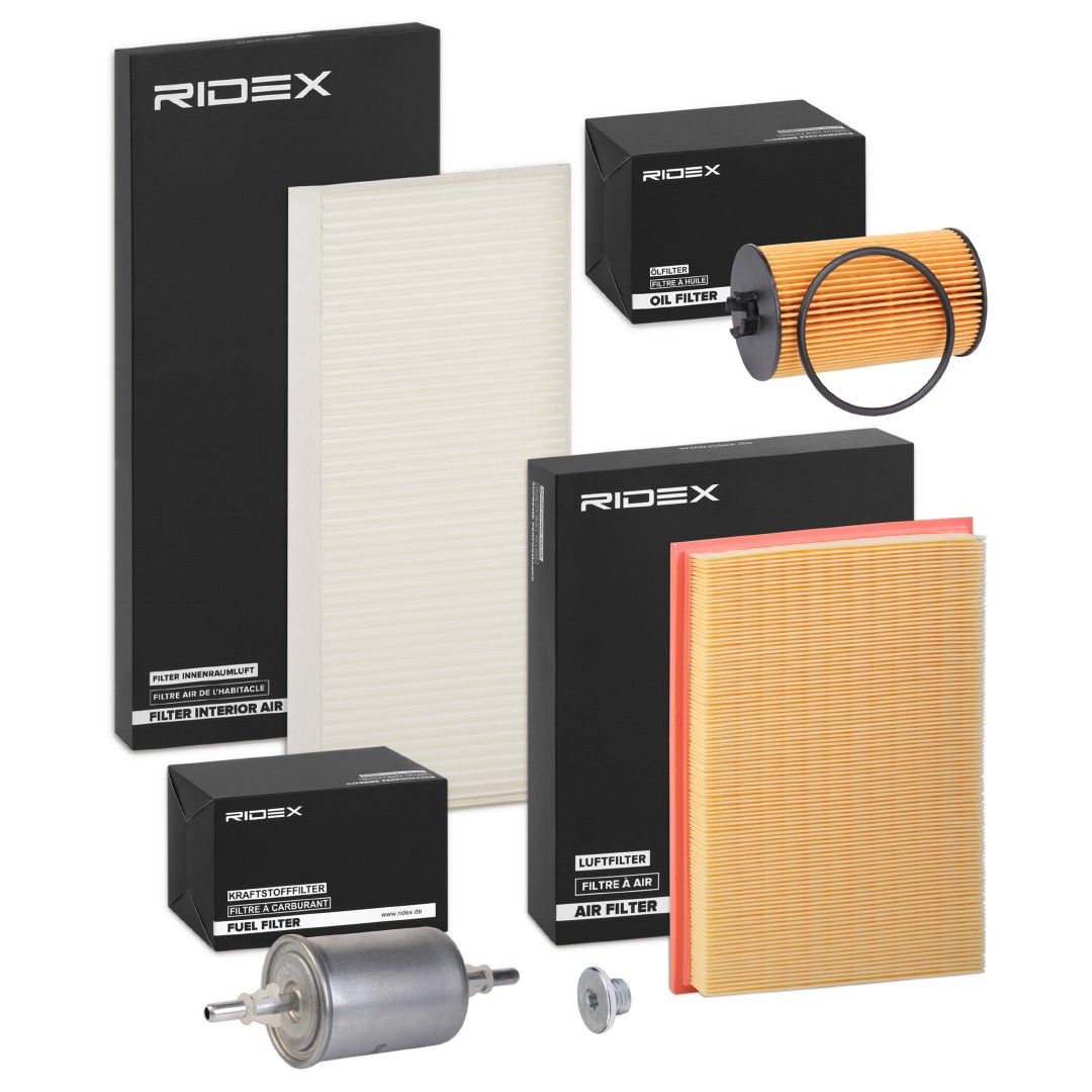 RIDEX 4055F0846 Filter kit with air filter, with oil drain plug, Particulate Filter, five-piece