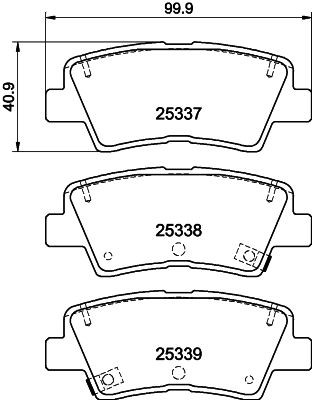 HELLA 8DB 355 040-171 Brake pad set with acoustic wear warning, with accessories