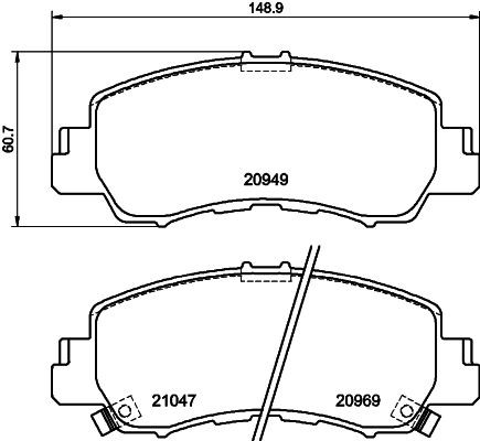 T3173 HELLA with acoustic wear warning Height: 60,7mm, Width: 148,9mm, Thickness: 15,8mm Brake pads 8DB 355 040-521 buy