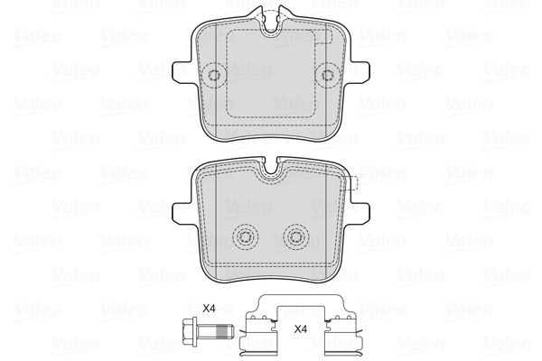 VALEO 601770 Brake pad set Rear Axle, excl. wear warning contact, with bolts/screws, with anti-squeak plate