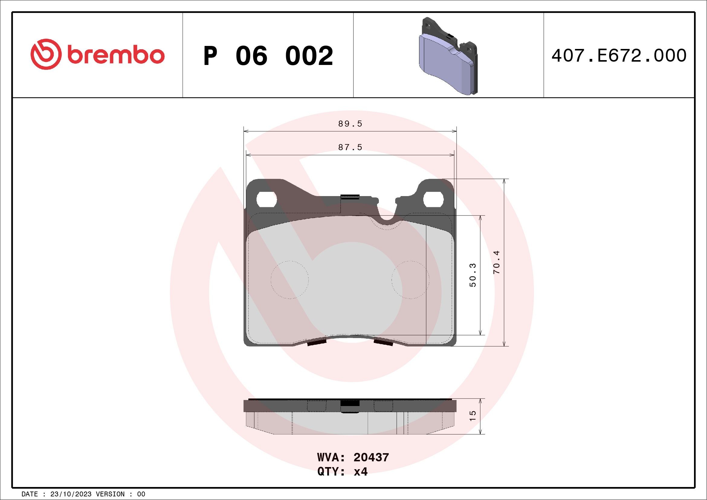 BREMBO P 06 002 Bremsbelagsatz für Verschleißwarnanzeiger vorbereitet Ferrari in Original Qualität