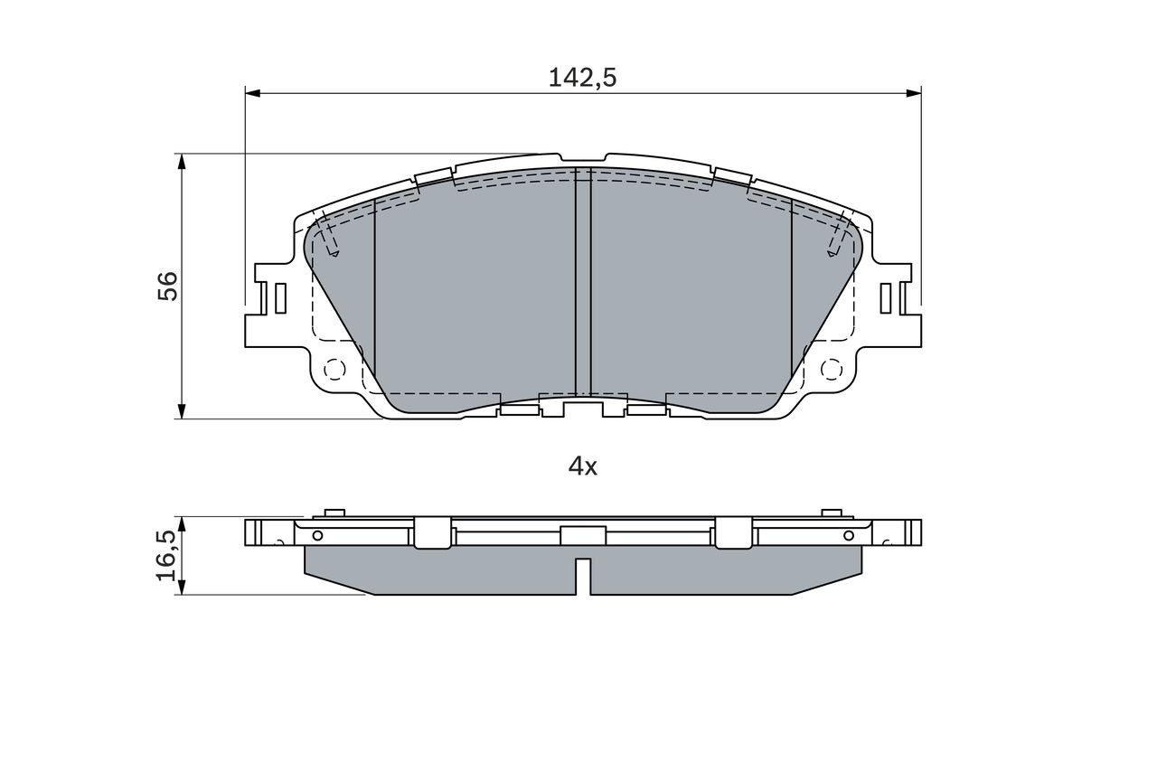 BOSCH 0 986 424 899 Brake pad set Low-Metallic, with anti-squeak plate, with mounting manual