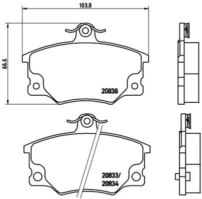 P23017 Set of brake pads P 23 017 BREMBO with acoustic wear warning, with brake caliper screws, without accessories