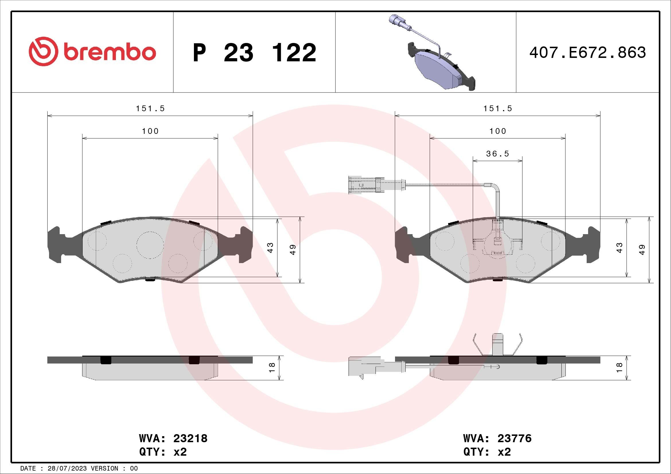 APRILIA PEGASO Bremsbeläge inkl. Verschleißwarnkontakt, mit Kolbenclip, ohne Zubehör BREMBO P23122