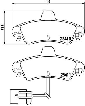 BREMBO P 24 038 Brake pad set incl. wear warning contact, with accessories