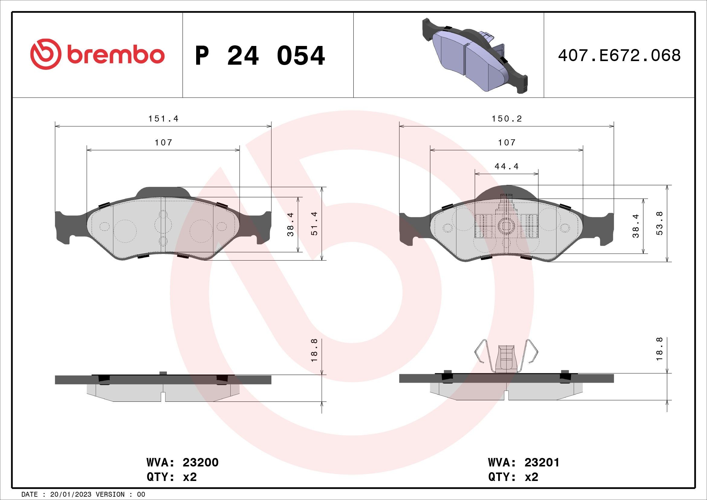 Ford FIESTA Set of brake pads 1661096 BREMBO P 24 054 online buy