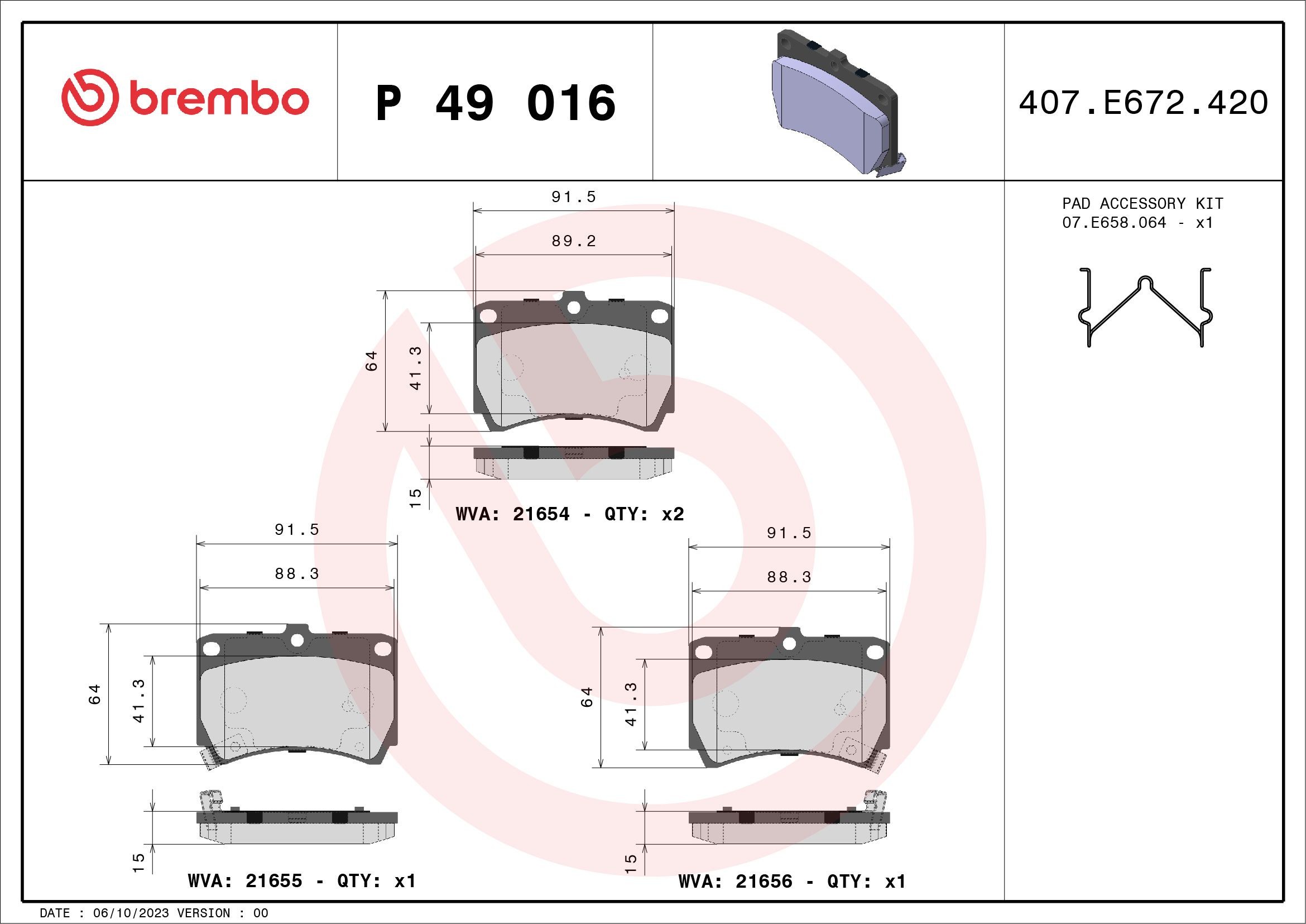 21655 BREMBO P49016 Ignition lead Mazda Demio DW 1.3 i 16V 83 hp Petrol 2000 price