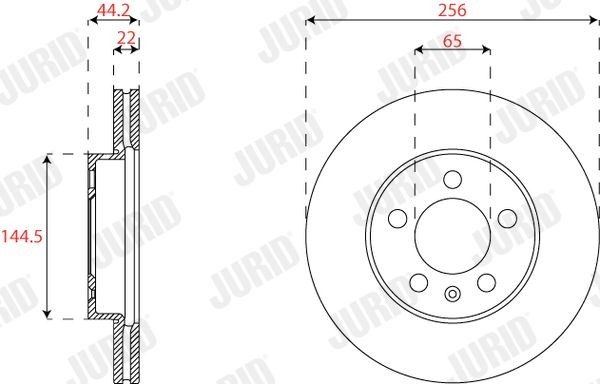 Original JURID Brake disc 563227JC for AUDI A1