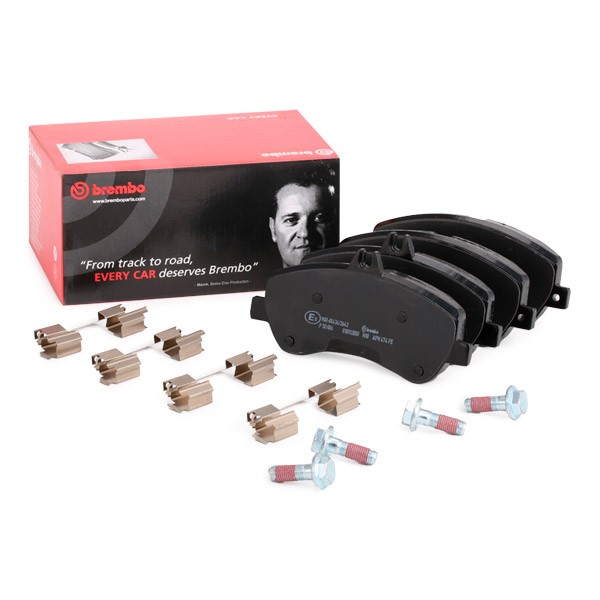 BREMBO P 50 086 Brake pad set prepared for wear indicator, with brake caliper screws, without accessories
