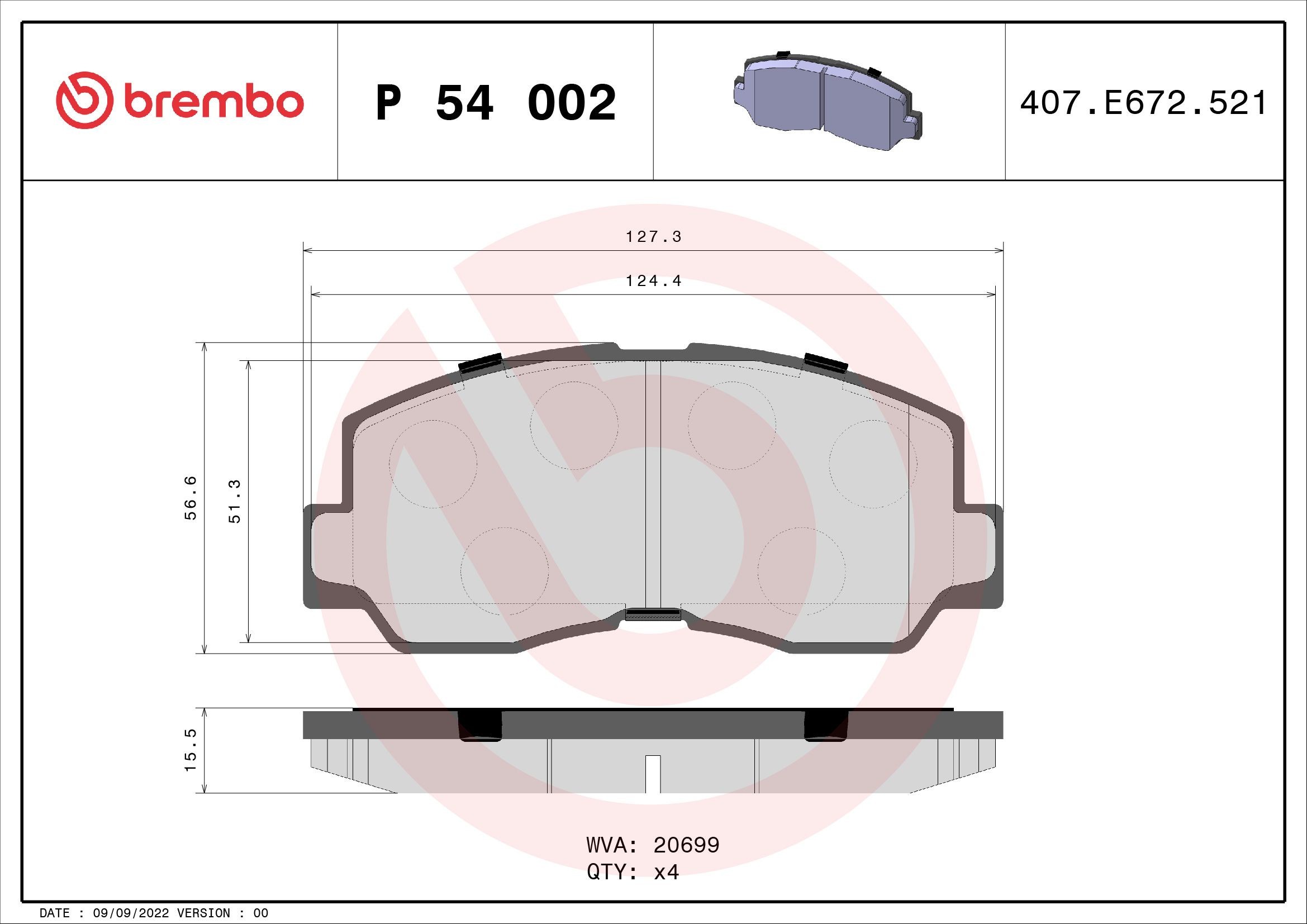 Mitsubishi L300 / DELICA Brake pad set BREMBO P 54 002 cheap