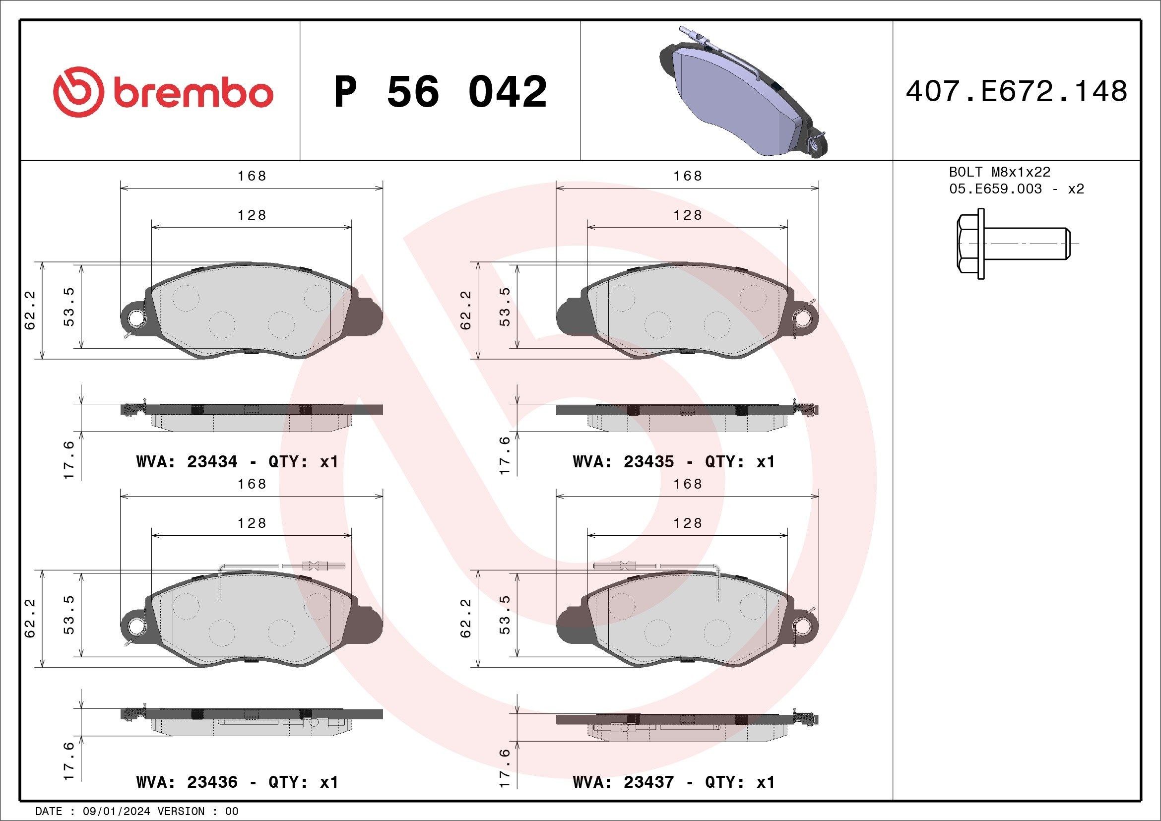 P 56 042 BREMBO Bremsbeläge für FAP online bestellen
