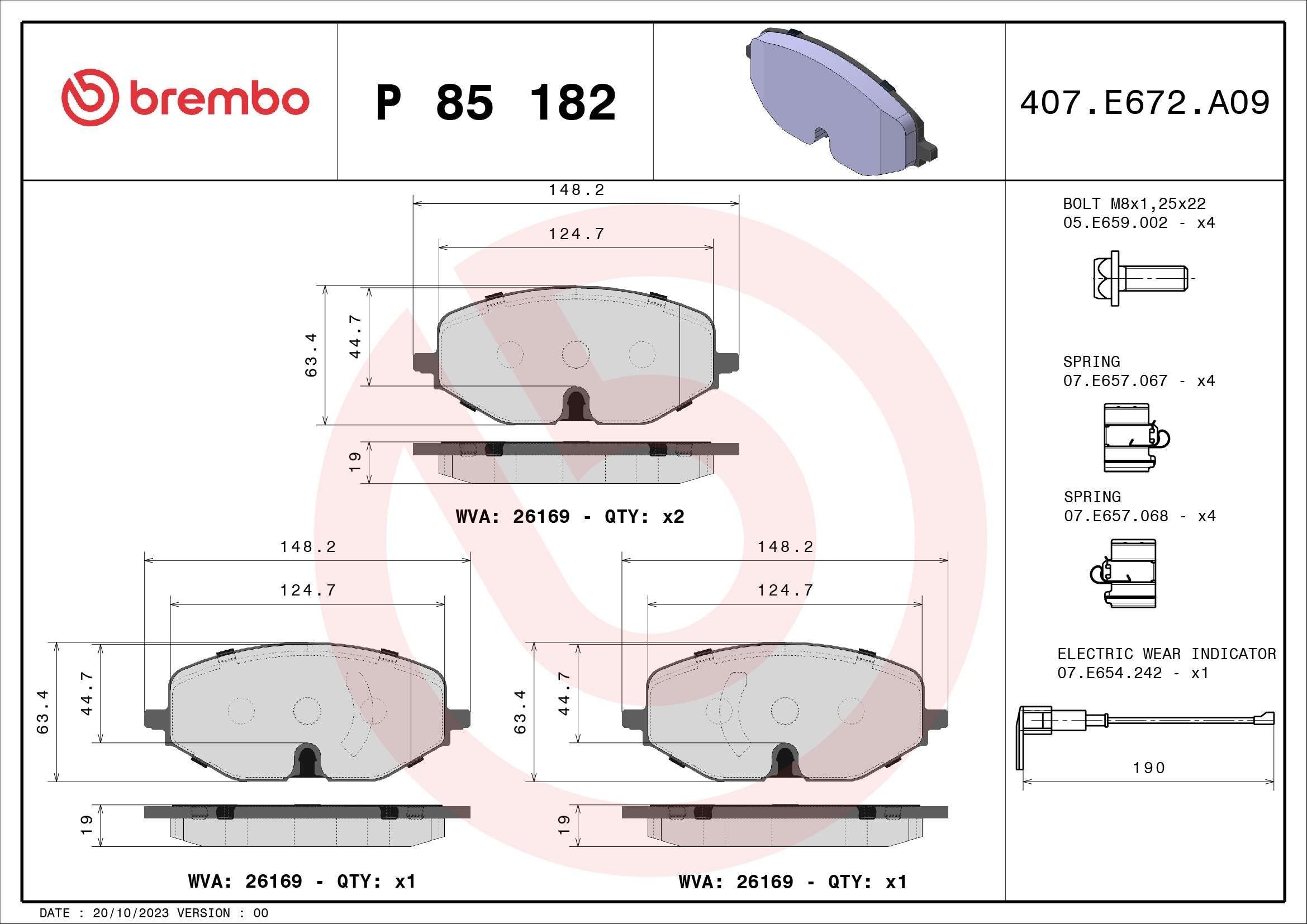 BREMBO Brake pad kit rear and front Golf VIII Variant new P 85 182
