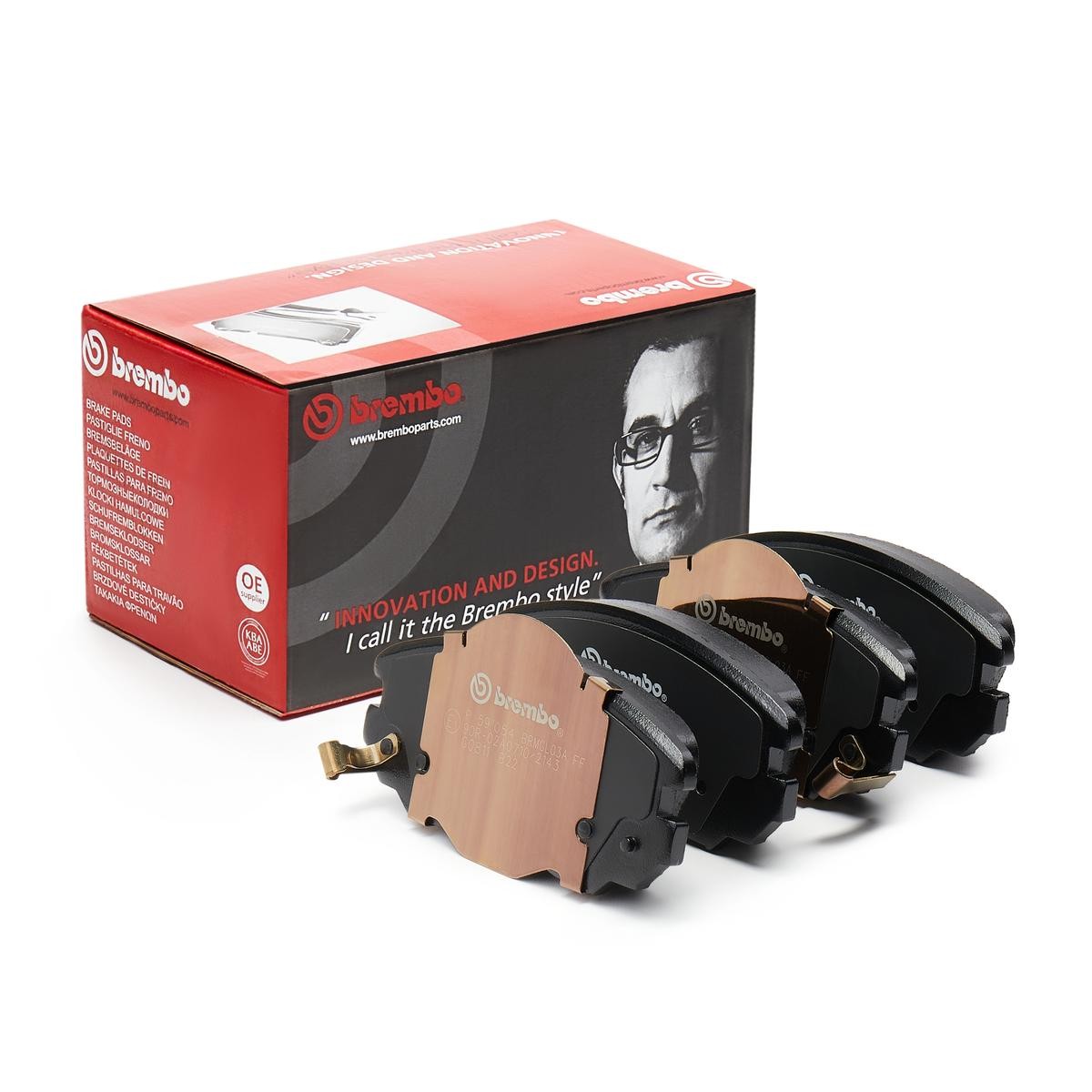 P59054 Set of brake pads 8536D1559 BREMBO with acoustic wear warning, with anti-squeak plate, with accessories