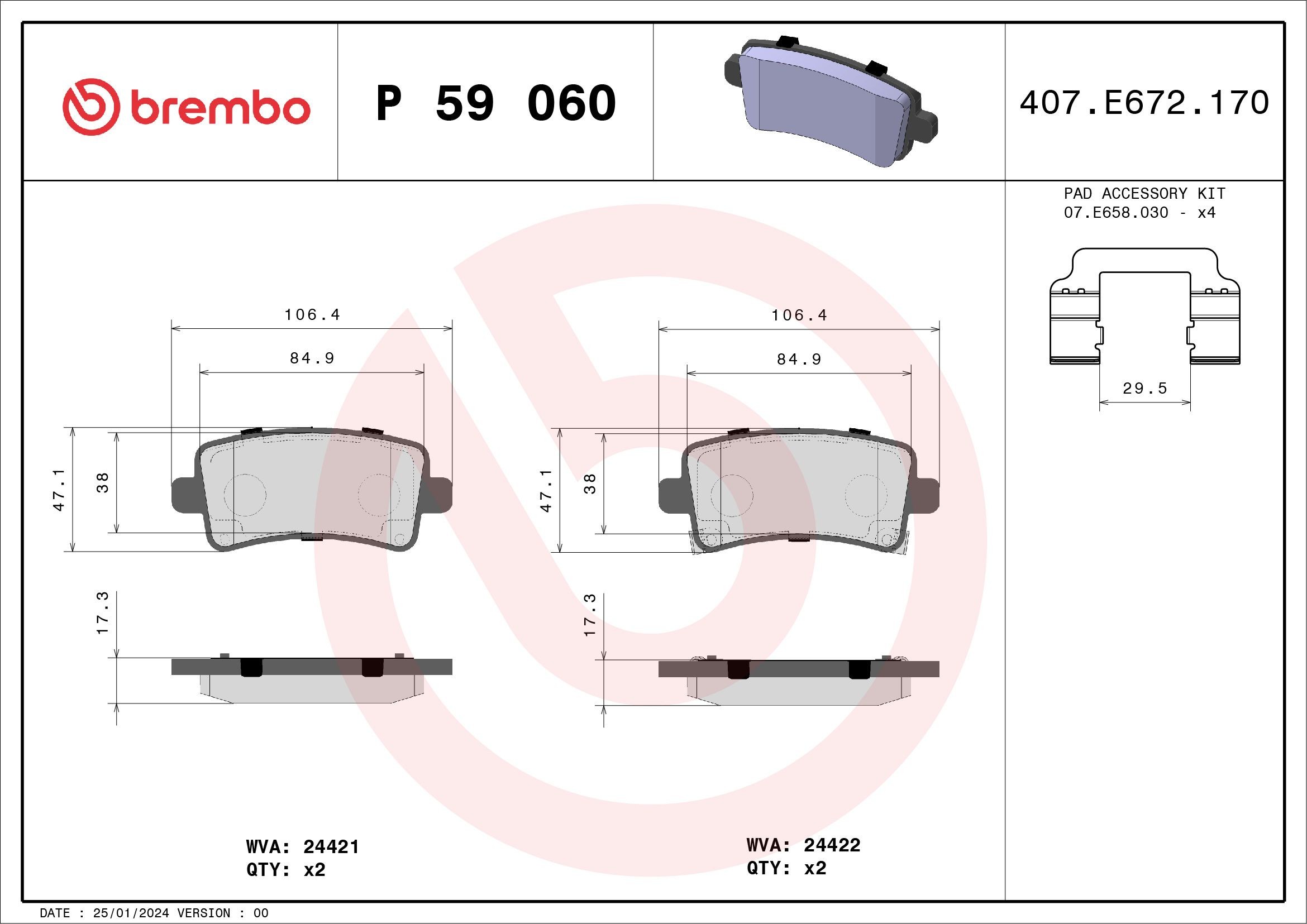 P 59 060 Bremsbelagsatz BREMBO Test