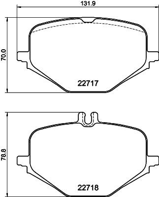 22717 MINTEX prepared for wear indicator, with brake caliper screws Height 1: 70mm, Height 2: 78,8mm, Width: 131,9mm, Thickness: 18mm Brake pads MDB3462 buy