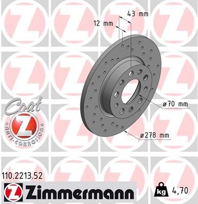 Original 110.2213.52 ZIMMERMANN Disc brakes ALFA ROMEO