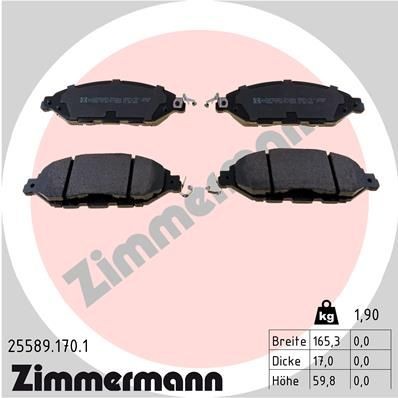 Original 25589.170.1 ZIMMERMANN Brake pad kit NISSAN