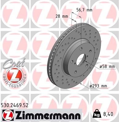 Original 530.2469.52 ZIMMERMANN Disc brake set SUBARU