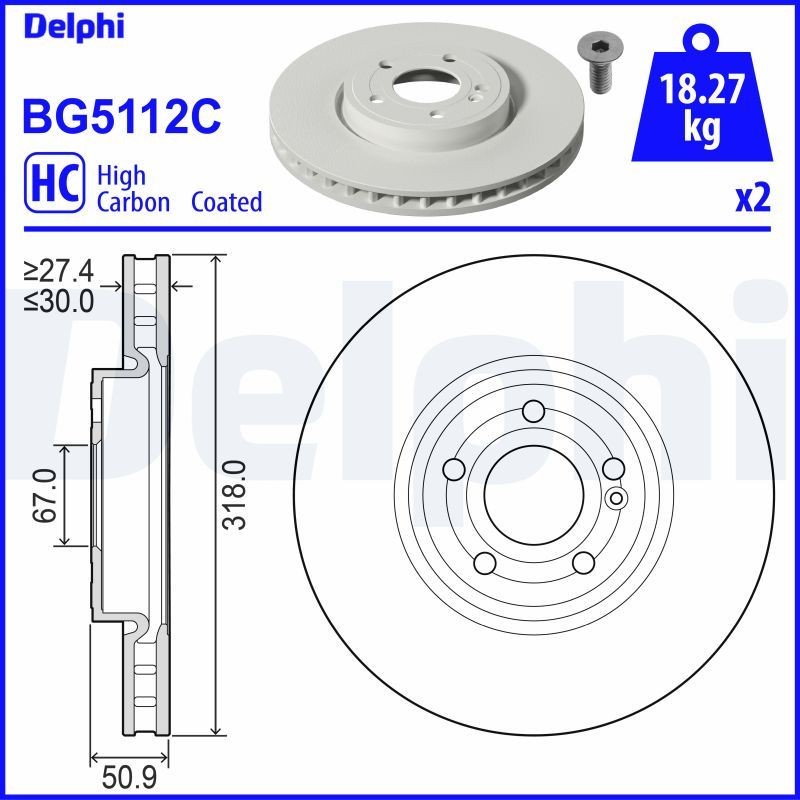 DELPHI BG5112C Brake disc A2474210712