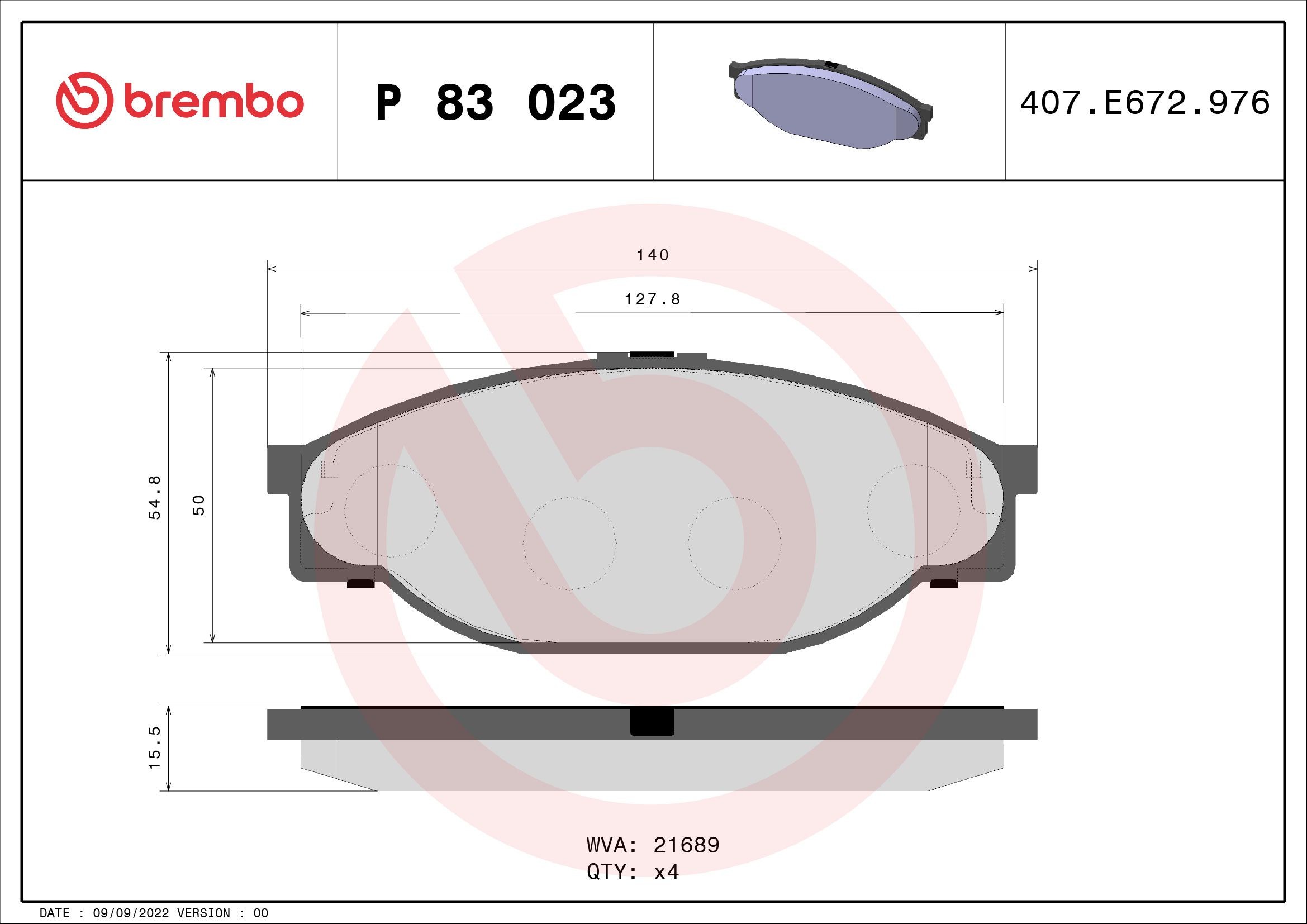 BREMBO P 83 023 Brake pad set excl. wear warning contact, without accessories