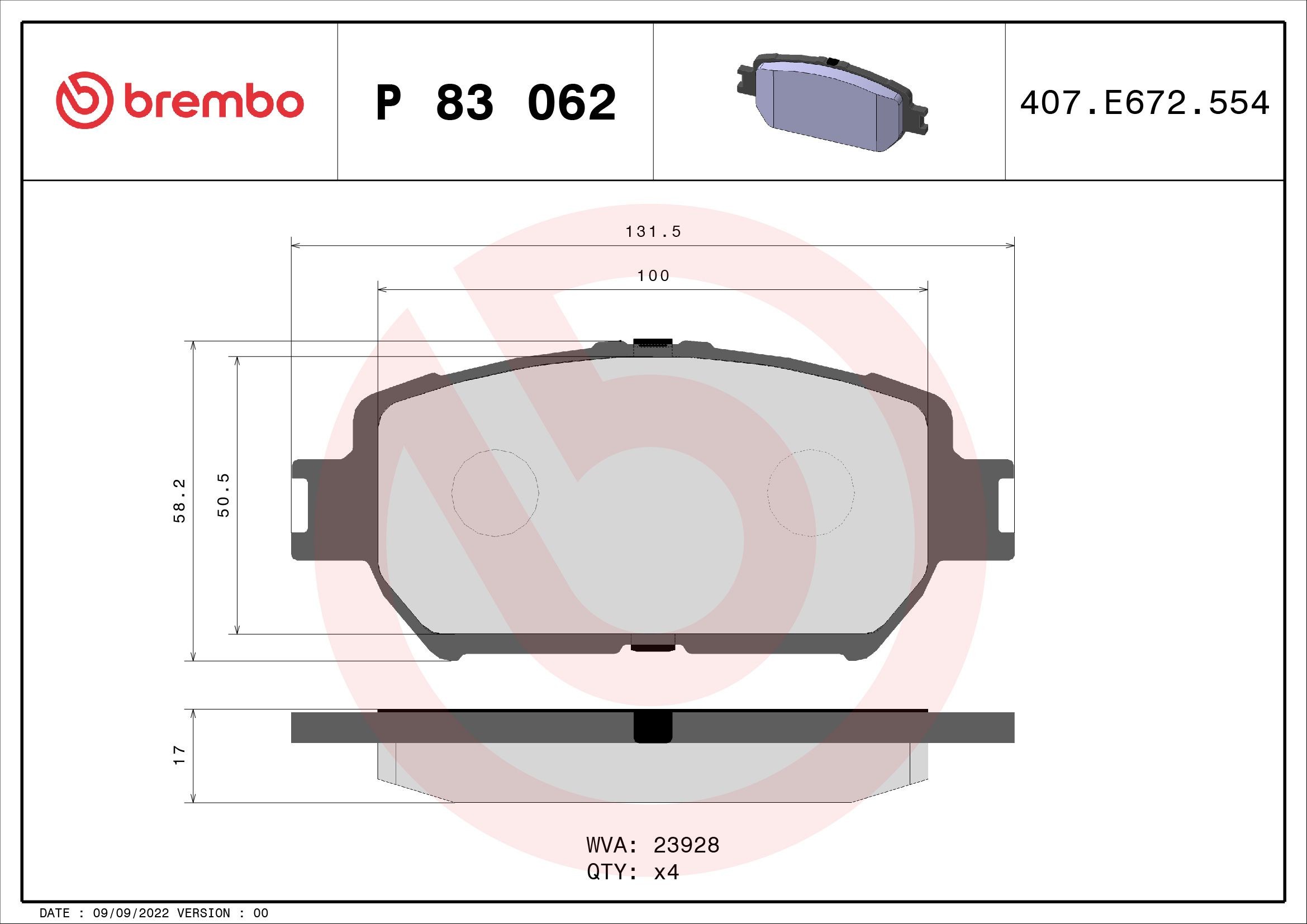Lexus IS Set of brake pads 1661803 BREMBO P 83 062 online buy