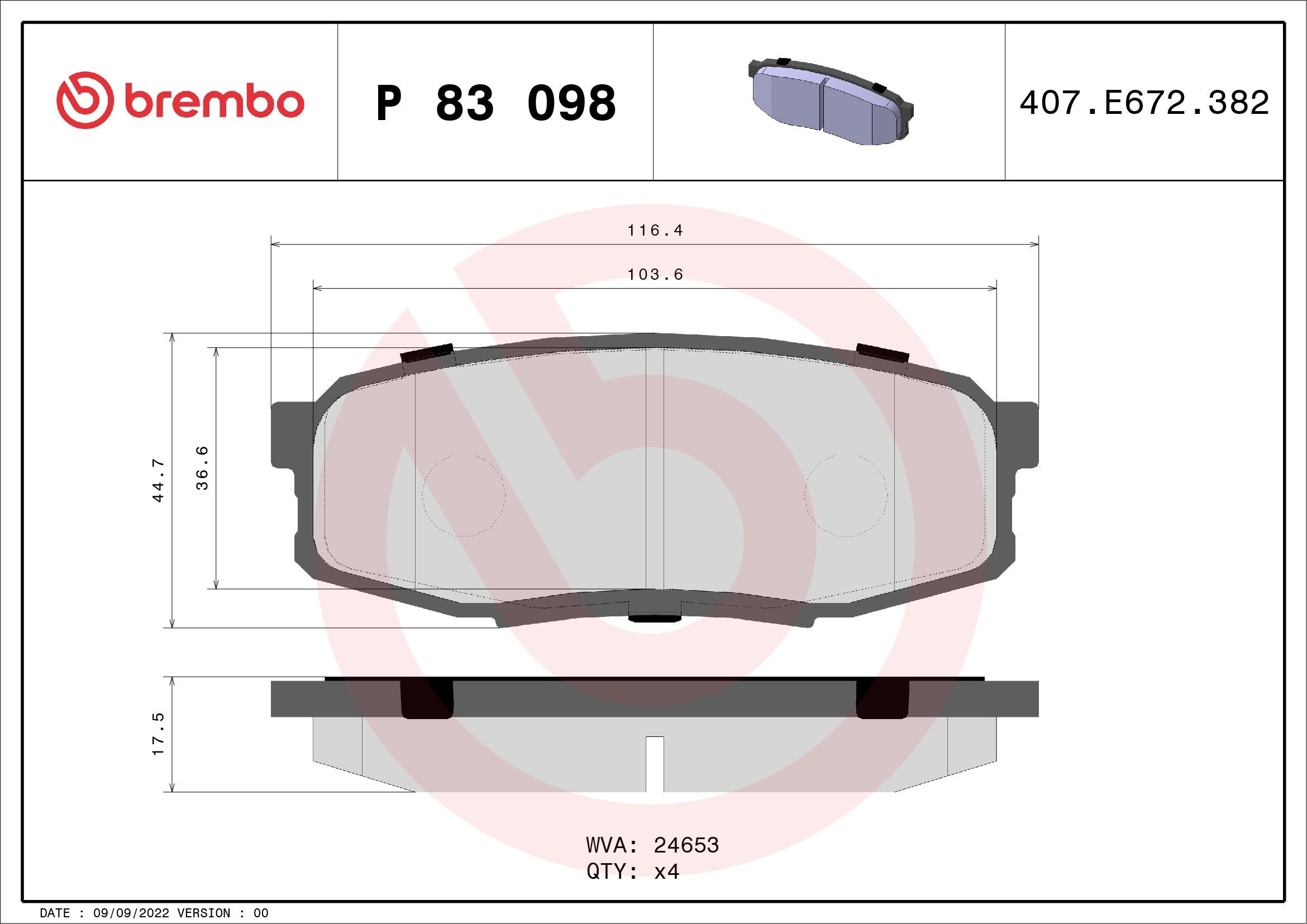 Great value for money - BREMBO Brake pad set P 83 098