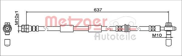 Original METZGER Flexible brake line 4111475 for VW TOURAN