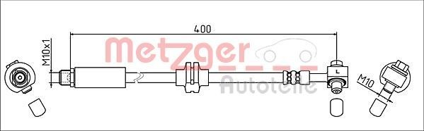 METZGER Front Axle Left, 400 mm Length: 400mm, Internal Thread 1: M10 x 1mm Brake line 4111623 buy
