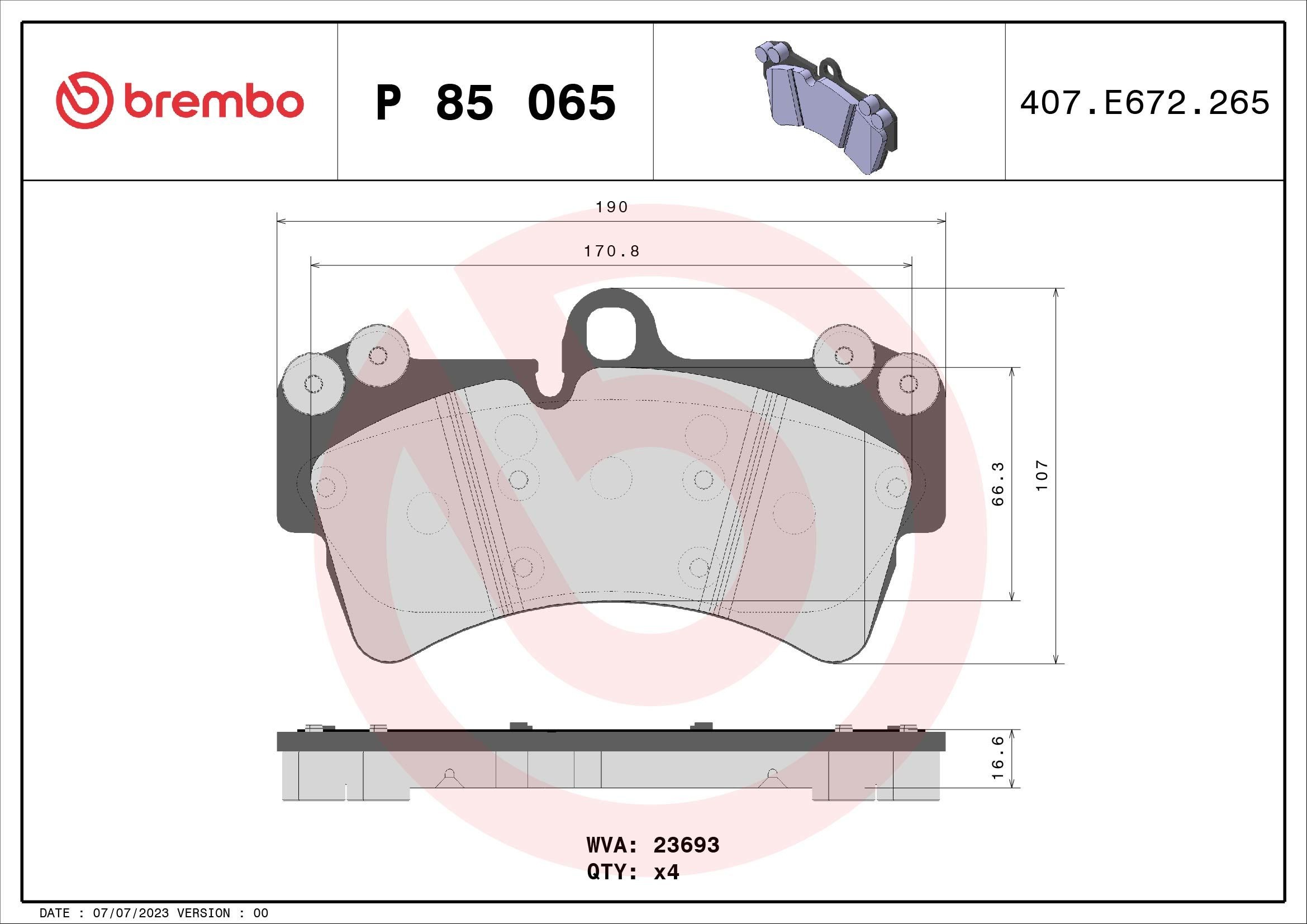 BREMBO Brake pad kit P 85 065