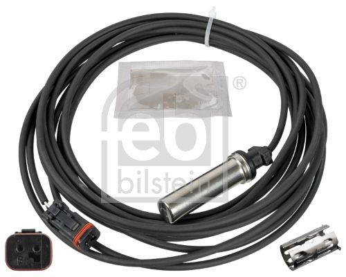 174326 FEBI BILSTEIN Wheel speed sensor VOLVO Front Axle Left, with grease, with sleeve, 1185 Ohm, 5510mm