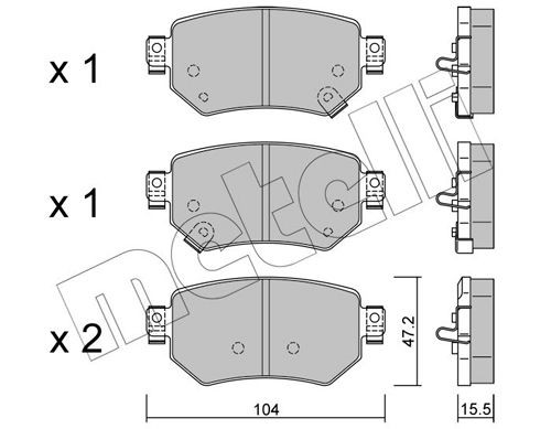 22349 METELLI with acoustic wear warning Thickness 1: 15,5mm Brake pads 22-1159-0 buy