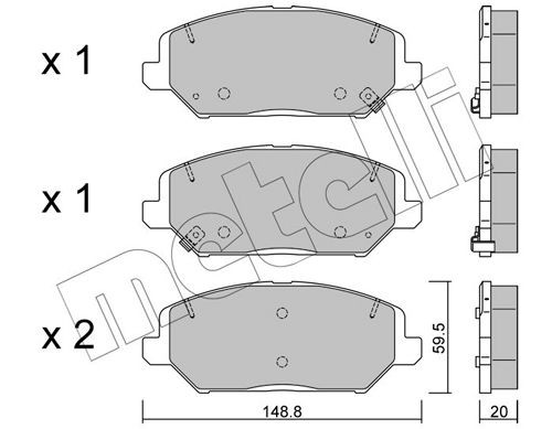 22-1163-0 METELLI Brake pad set SMART with acoustic wear warning