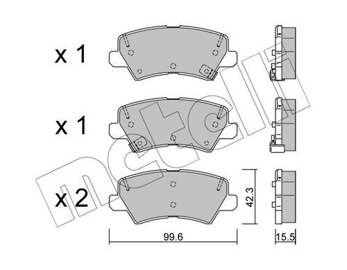 22901 METELLI with acoustic wear warning Thickness 1: 15,5mm Brake pads 22-1166-0 buy